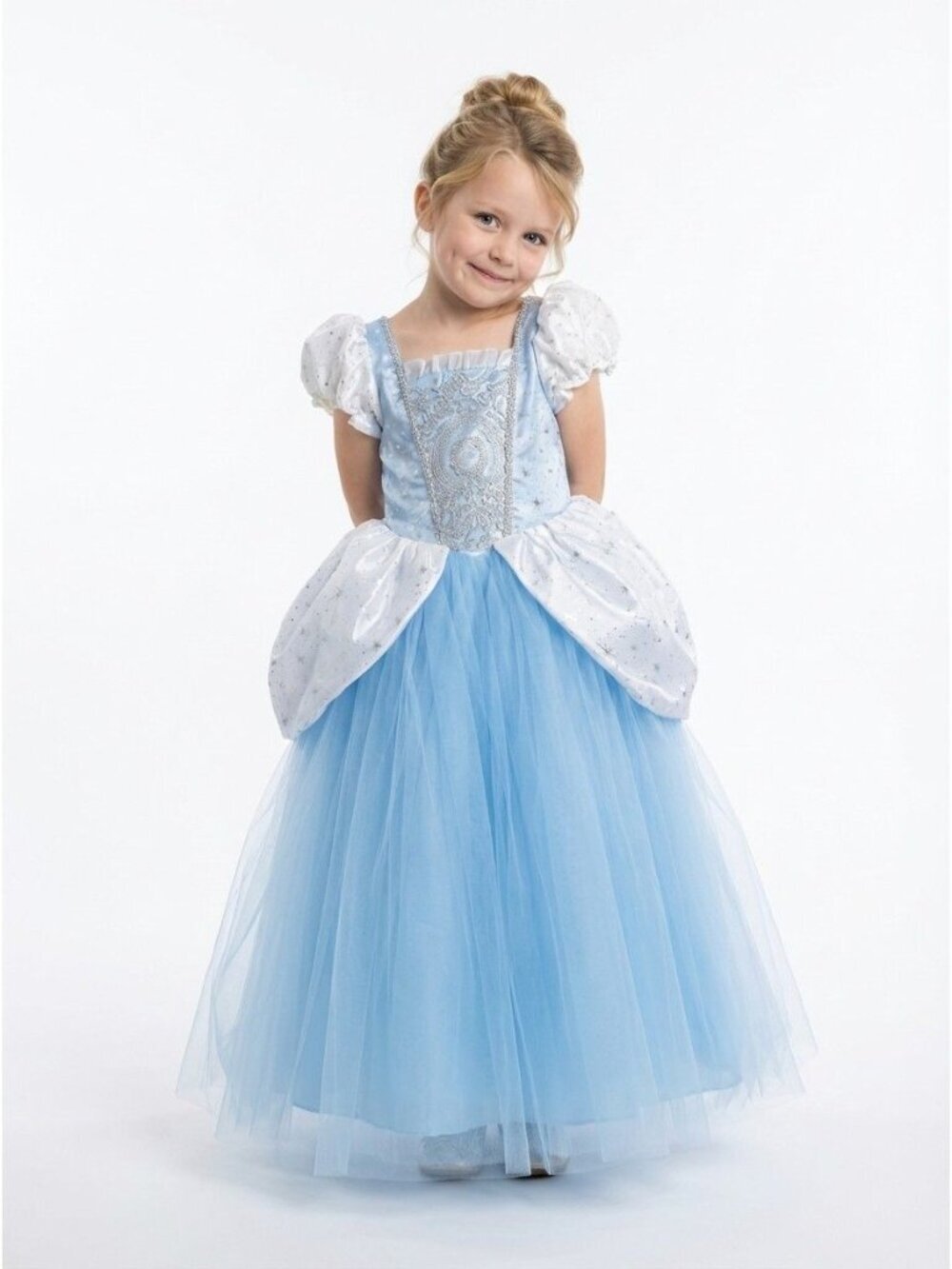 Girls Cinderella Princess Costume Dress Ice Blue White Tulle Birthday Party - Picture 3 of 3